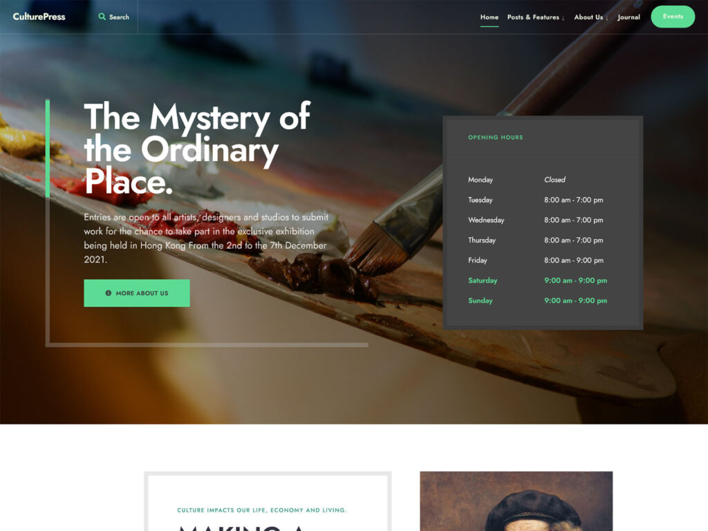 CulturePress - Gallery & Museum WordPress Theme