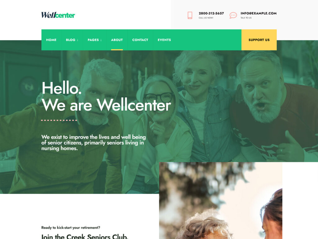 Wellcenter - Nursing Home, Charities & Senior Services WordPress Theme