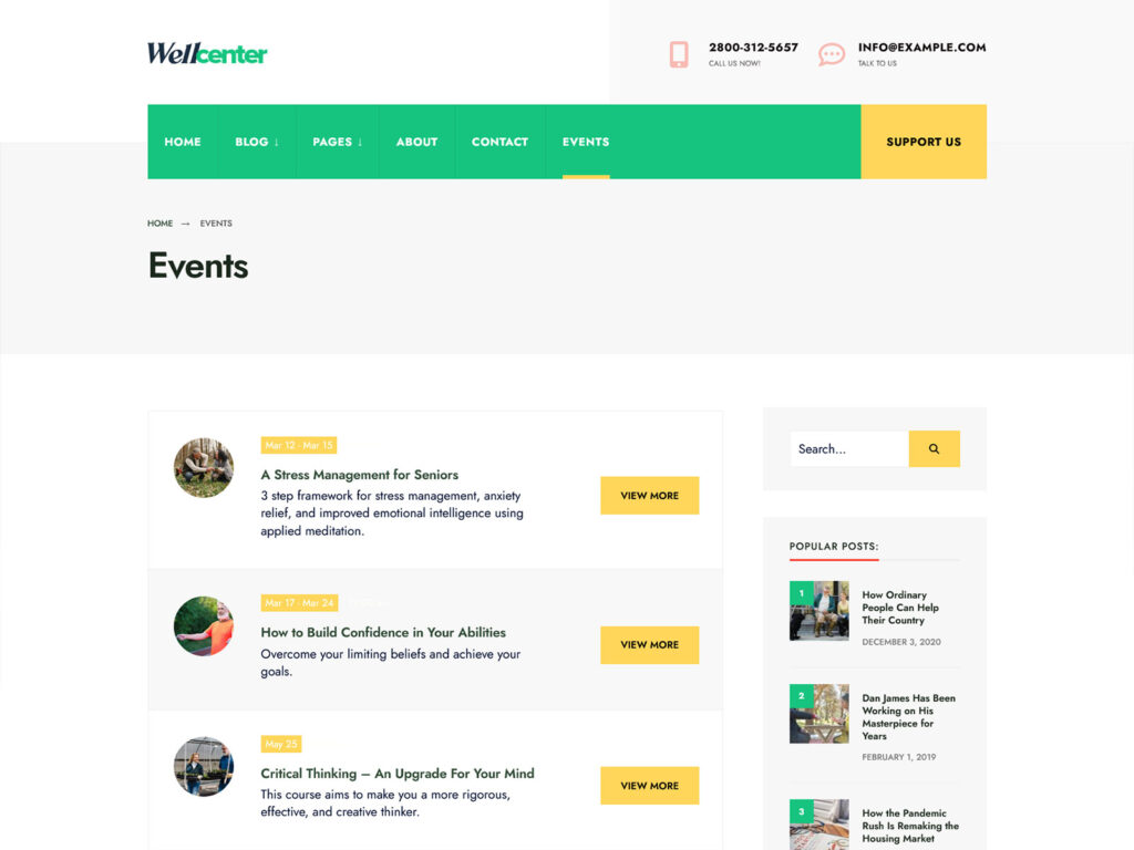 Wellcenter - Senior Care WordPress Theme With Events Support