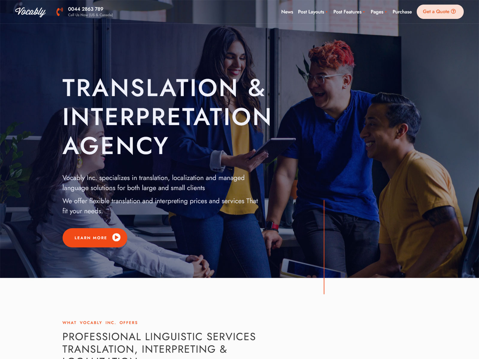 Vocably - Interpretation Services WordPress Theme