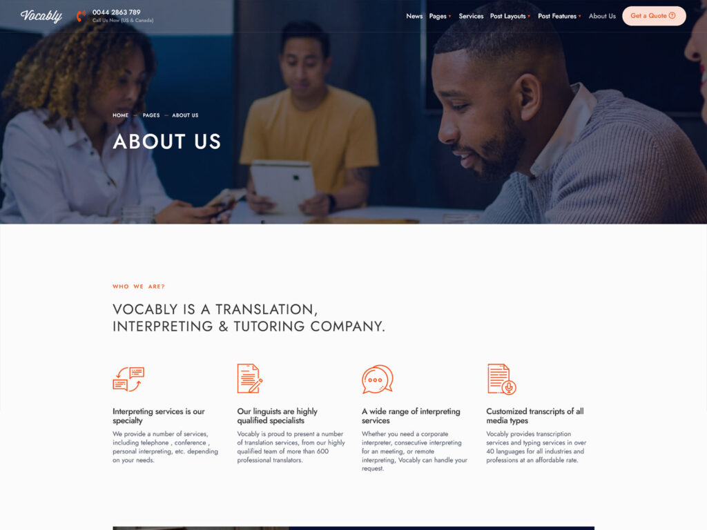Vocably - Certified Translation Services WordPress Theme