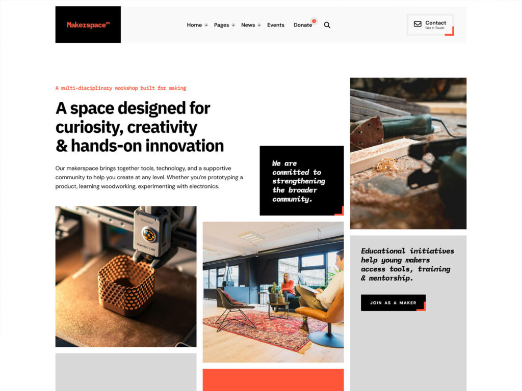 Makerspace - GiveWP WordPress Theme for FabLabs