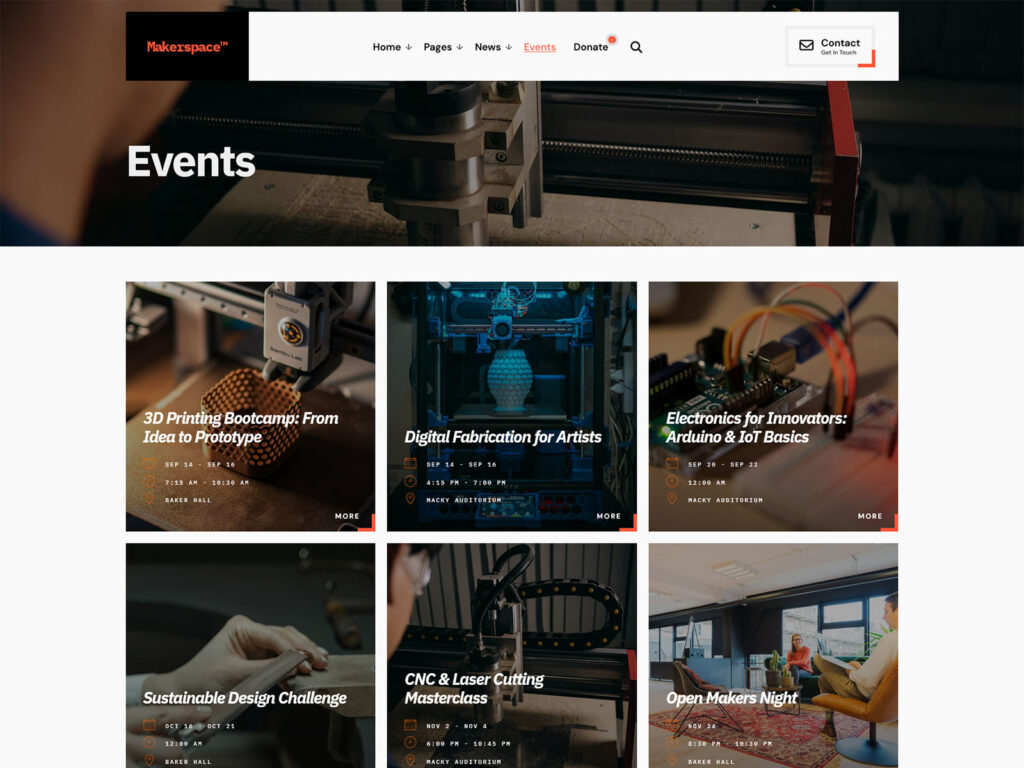 Makerspace - Events Manager WP Theme