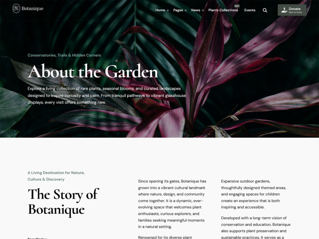 Botanique - Botanical Garden & Arboretum WordPress theme