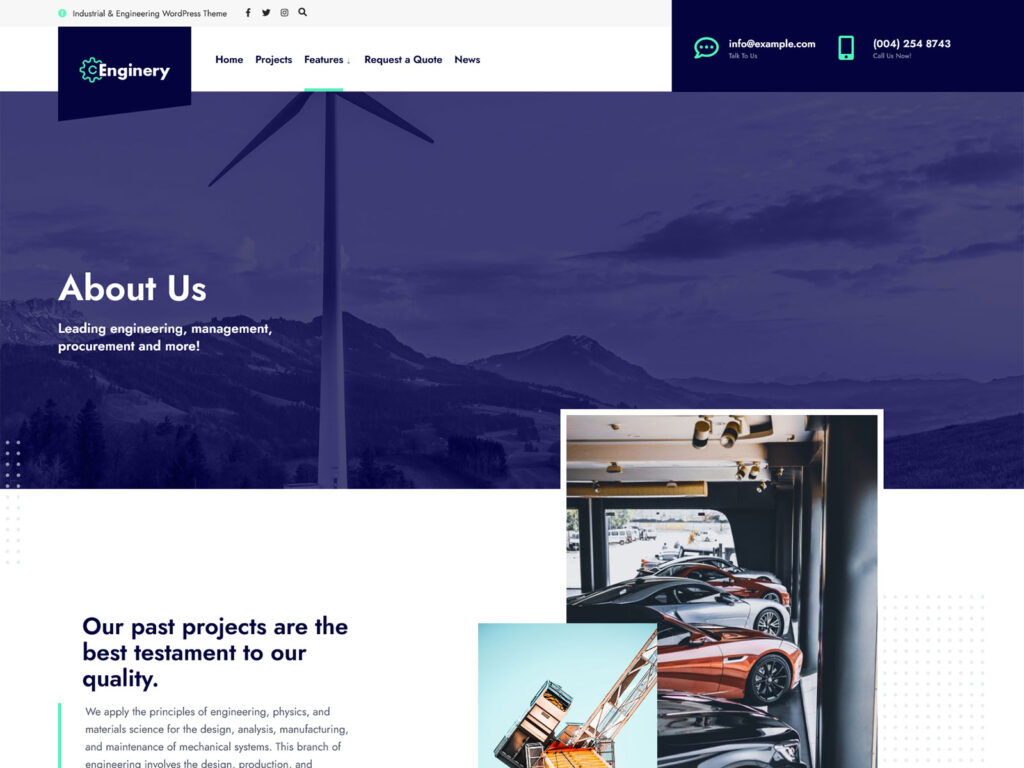 Enginery - Manufacturing Business Website Theme