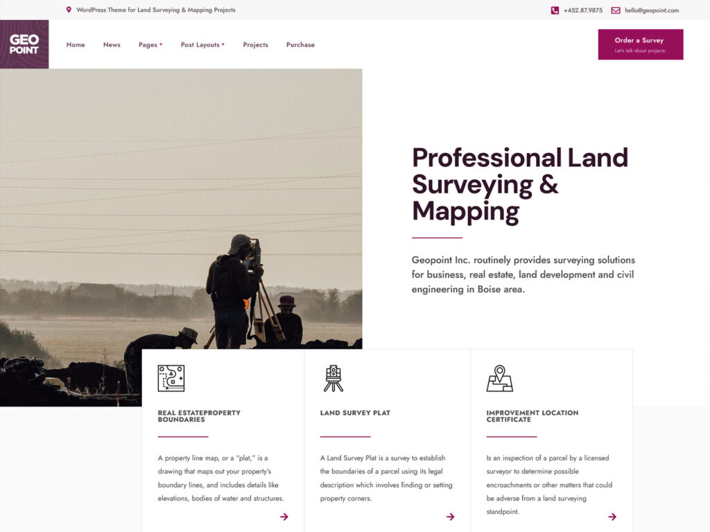 Geopoint - Surveying, GIS & Mapping Company WordPress Theme