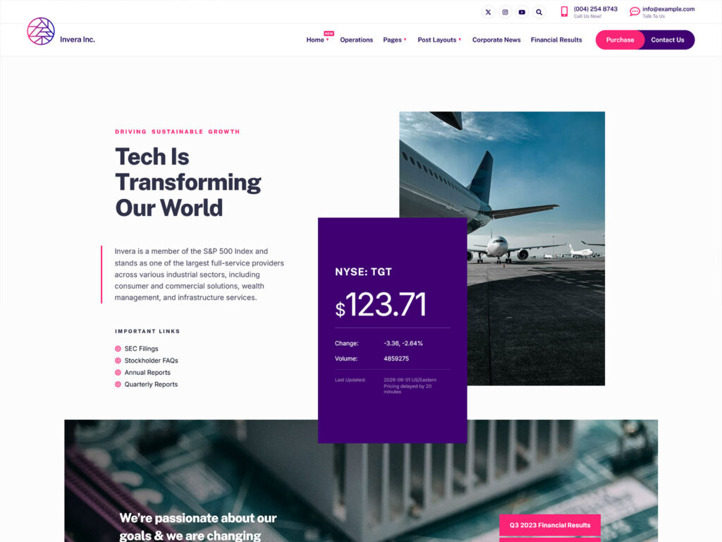 Invera- Public Company Website Theme