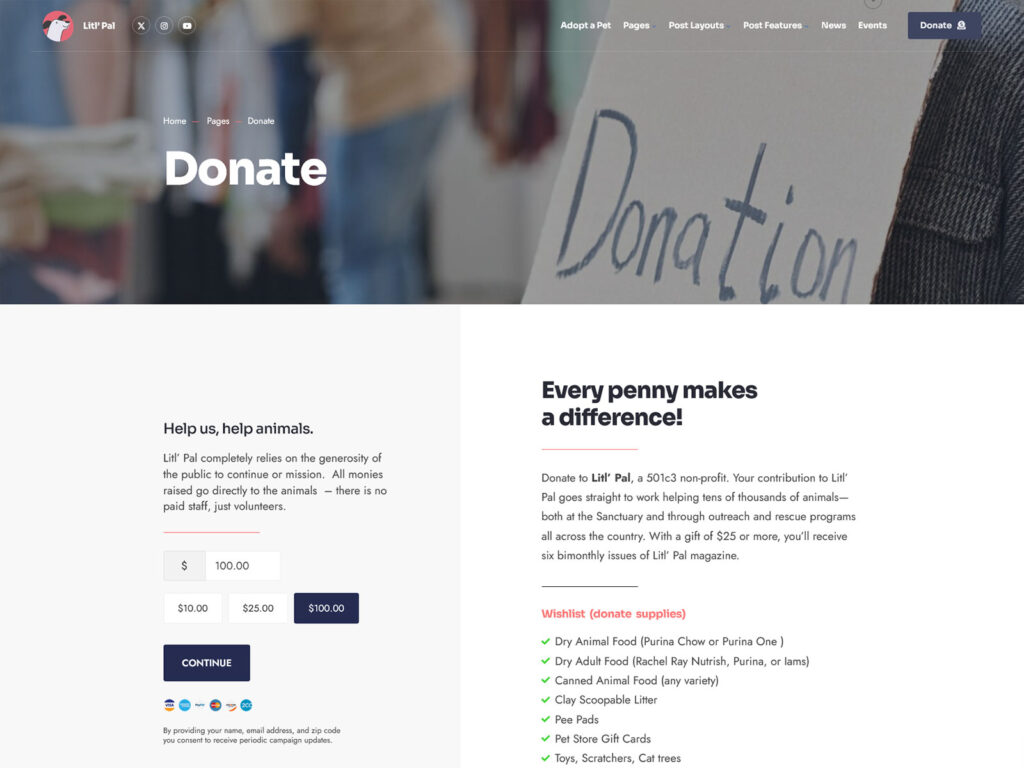 Litl' Pal - Pet rescue donation & charity