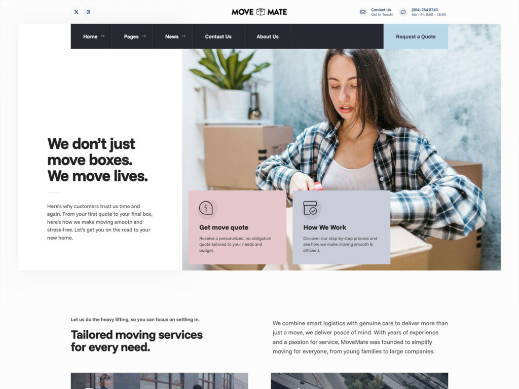 MoveMate - Packing Services WordPress Theme