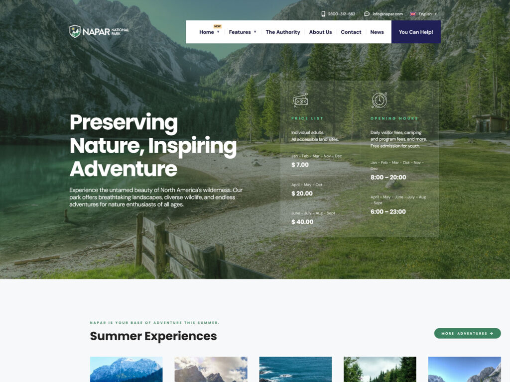Napar - Accessible WordPress Theme for National Parks