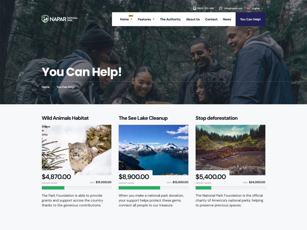 Napar - Theme for Nature Park Donations Websites