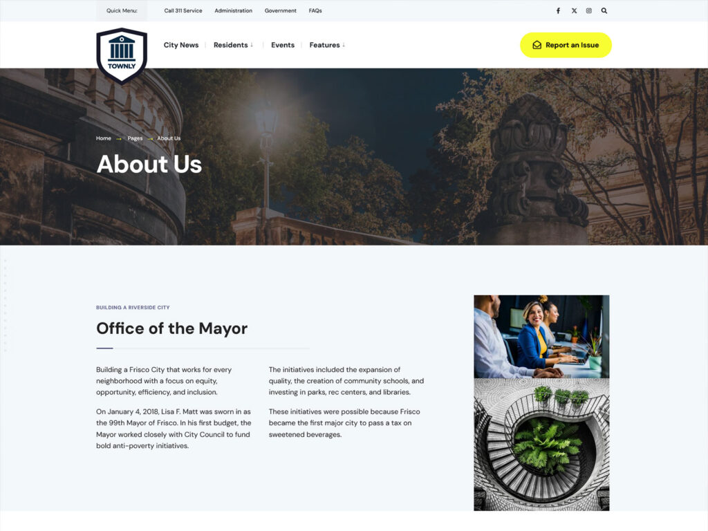 Townly - Local Government About Template