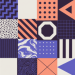 Geometric abstract Memphis-style patchwork collage